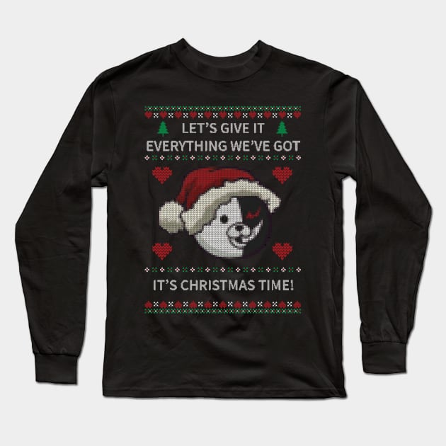 Monokuma Ugly Christmas Sweater Long Sleeve T-Shirt by nimazu